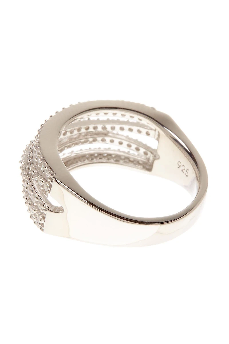 Sterling Silver Cubic Zirconia Gladiator Ring
