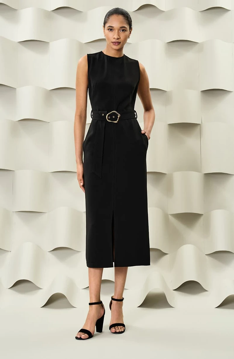Sleeveless Belted Dress