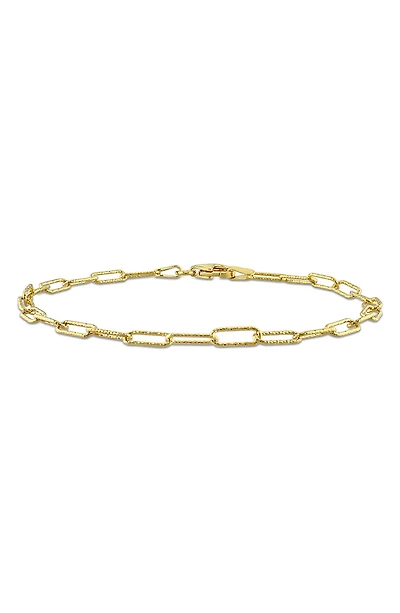 18K Yellow Gold Plated Sterling Silver Fancy Paperclip Chain Bracelet