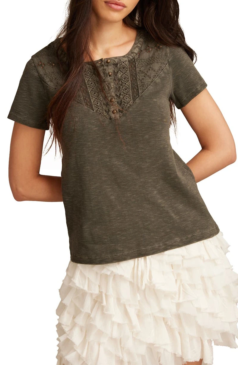Cutwork Cotton Henley