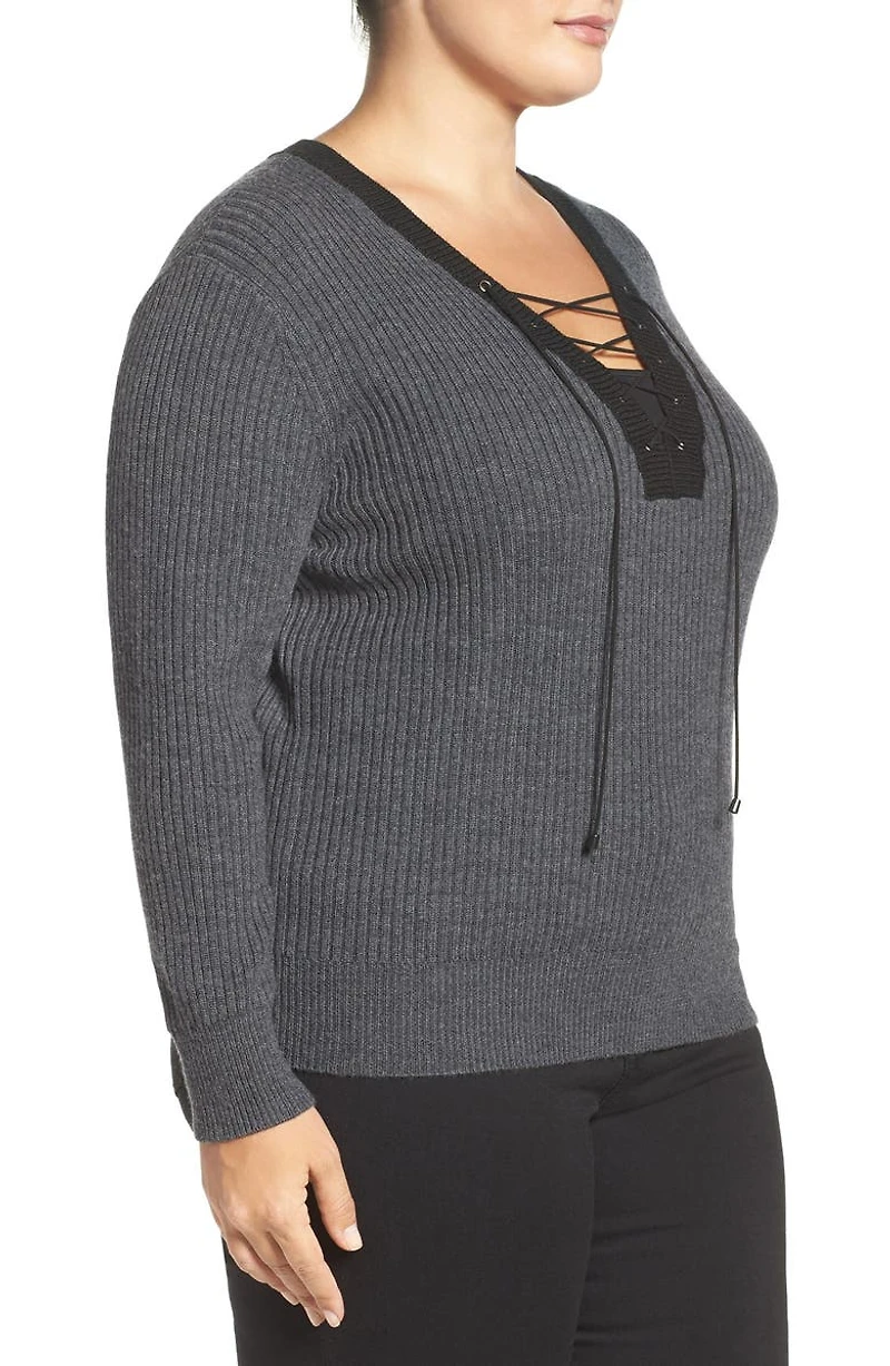 Amity Merino Wool Lace-Up Sweater
