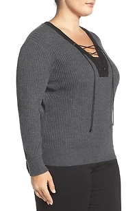 Amity Merino Wool Lace-Up Sweater