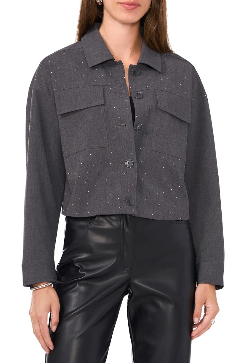 Crystal Stud Crop Shacket