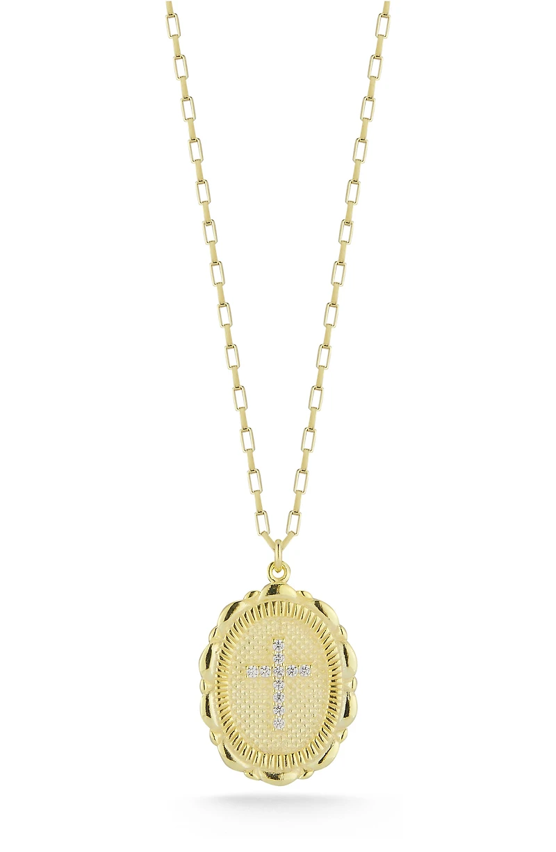 Cubic Zirconia Cross Pendant Necklace
