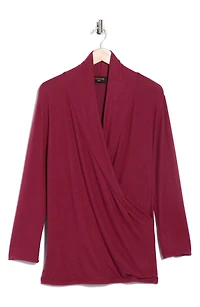 Surplice V-Neck Long Sleeve Brushed Knit Top
