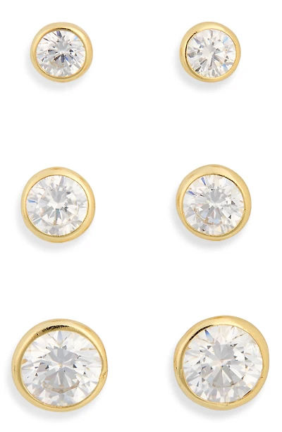 Set of 3 Bezel Stud Earrings