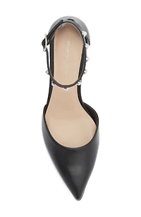 Faux Pearl Block Heel Pump