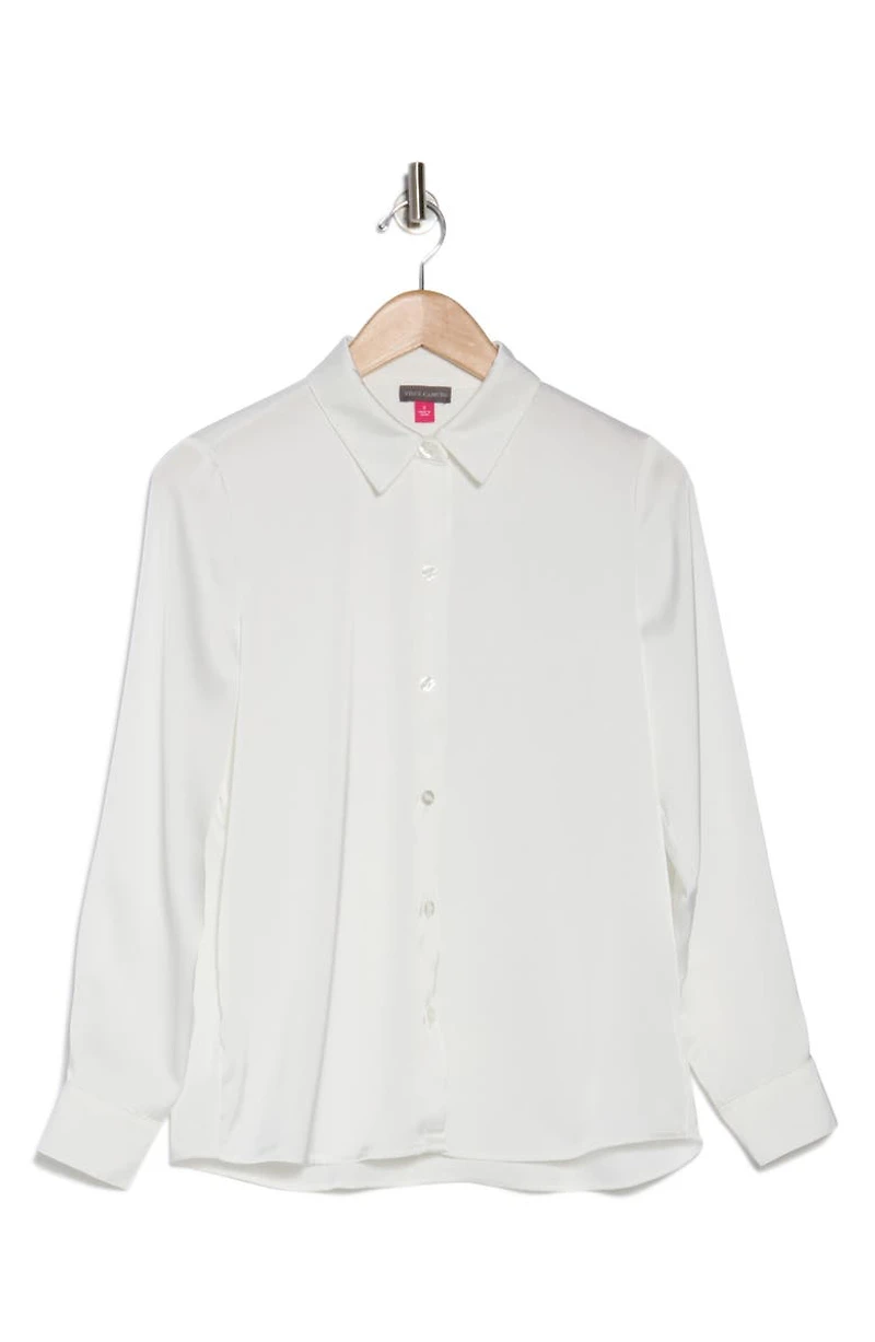 Satin Long Sleeve Button-Up Shirt