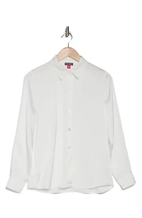 Satin Long Sleeve Button-Up Shirt
