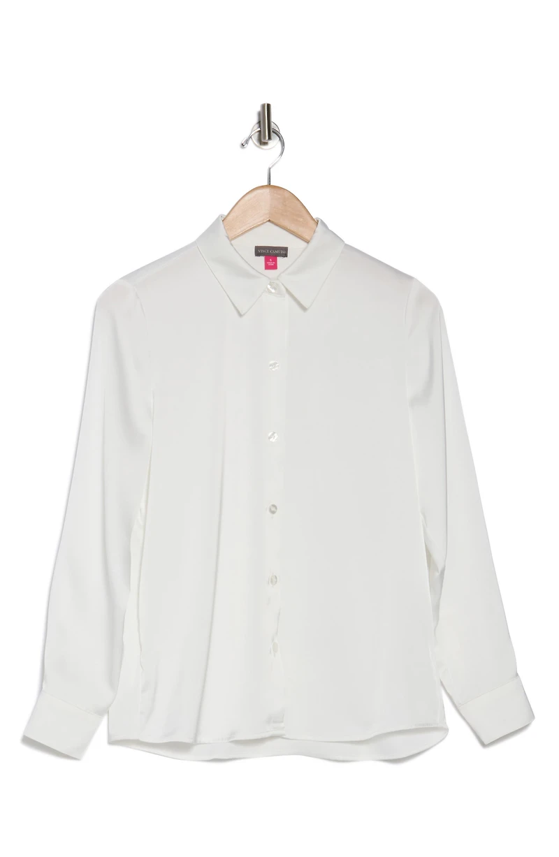 Satin Long Sleeve Button-Up Shirt