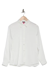 Satin Long Sleeve Button-Up Shirt