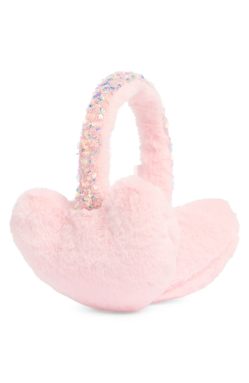 Kids' Sequin Faux Fur Earmuffs & Gloves Set
