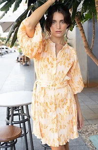 Aniston Plissé Belted Minidress