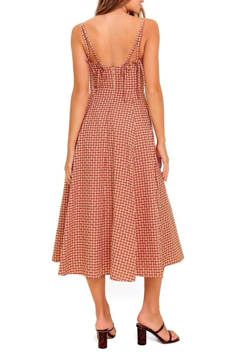 Plaid Fit & Flare Midi Dress