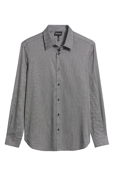 Microprint Stretch Cotton Button-Up Shirt