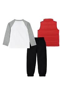 Kids' Logo Puffer Vest, T-Shirt & Fleece Joggers Set