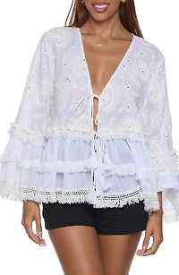 Ruffle Sleeve Cover-Up Top