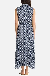 Rossellini Print Sleeveless Tie Waist Shirtdress