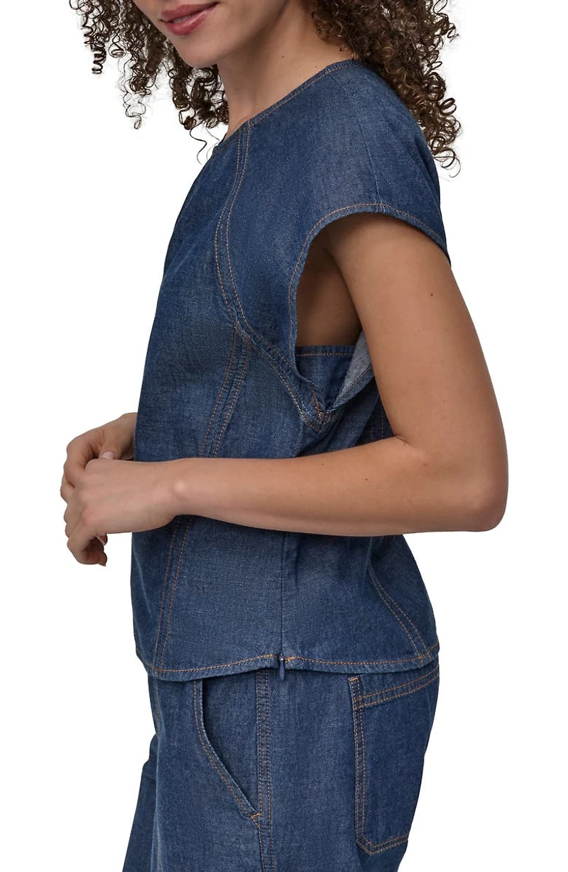Contrast Stitch Denim Top