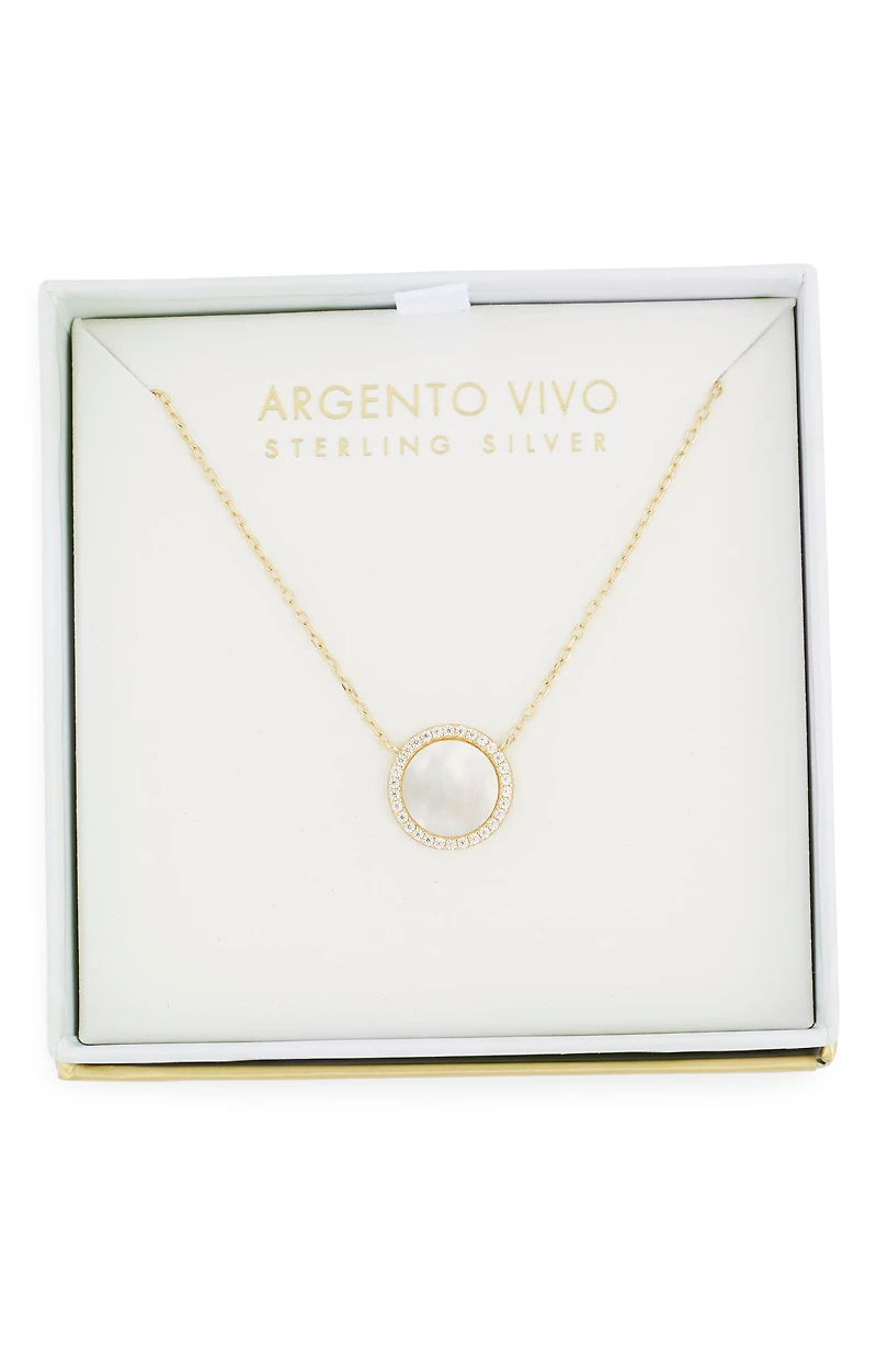 Mother-of-Pearl Disc Pendant Necklace