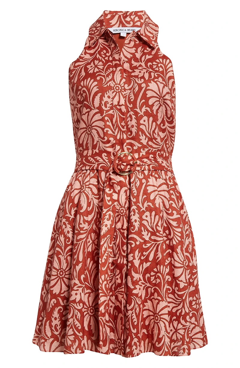 Beau Floral Sleeveless Linen Shirtdress