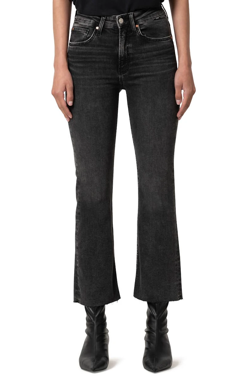 Anika Raw Hem High Waist Crop Flare Jeans