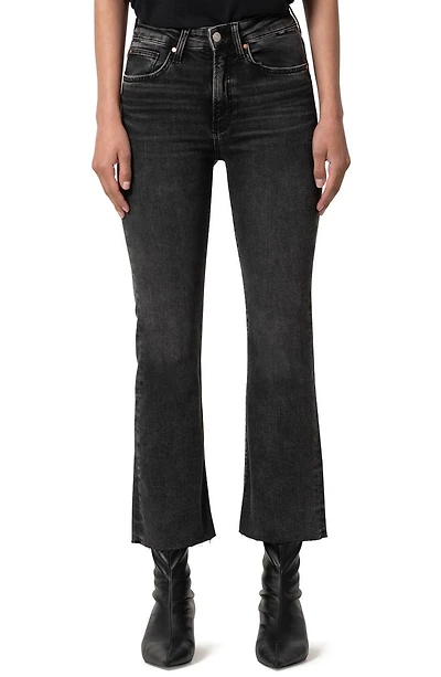 Anika Raw Hem High Waist Crop Flare Jeans