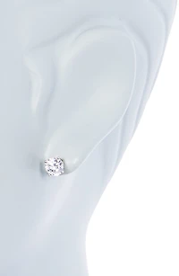 Set of 2 Sterling Silver Cubic Zirconia & Faux Pearl Stud Earrings