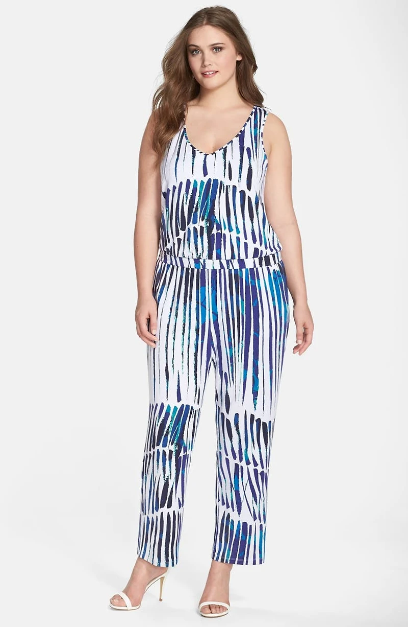 'Taryn' Print V-Neck Jumpsuit