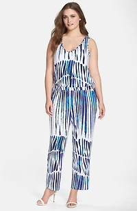'Taryn' Print V-Neck Jumpsuit