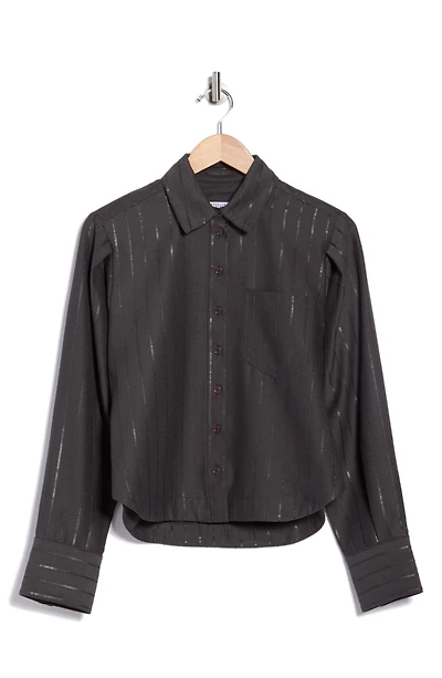 Estrella Sequin Stripe Button-Up Shirt