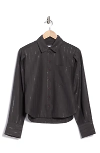 Estrella Sequin Stripe Button-Up Shirt