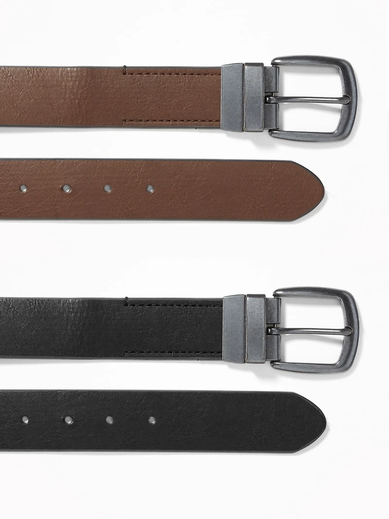 Faux-Leather Reversible Belt