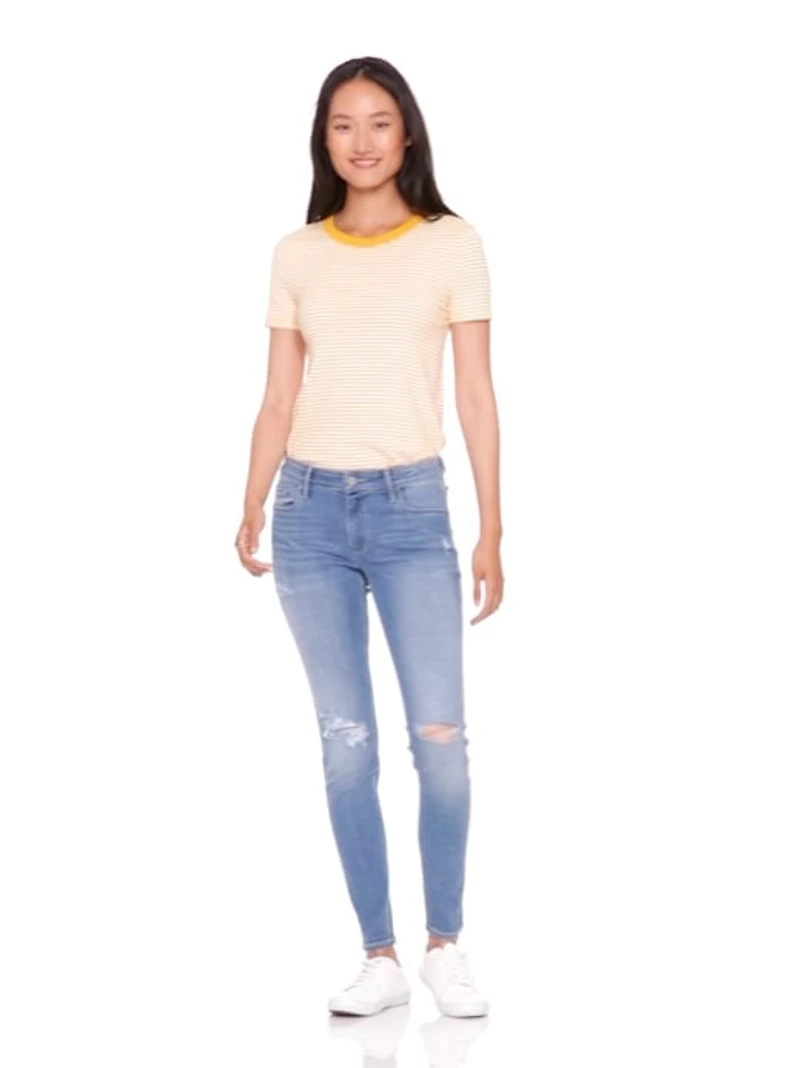 Mid-Rise Distressed Rockstar Super Skinny Jeans for Women