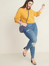 Mid-Rise Distressed Rockstar Super Skinny Jeans for Women