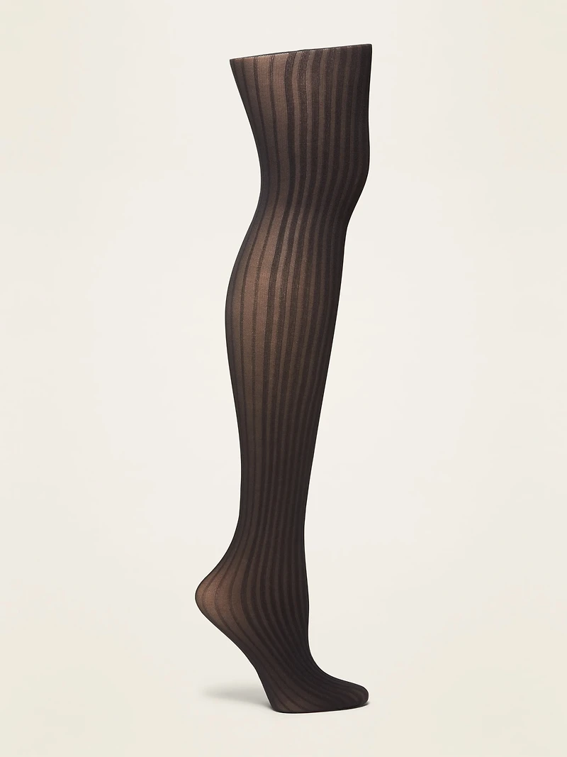 Rib-Knit Control-Top Nylon Tights For Women