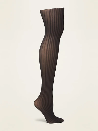 Rib-Knit Control-Top Nylon Tights For Women