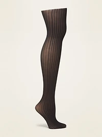 Rib-Knit Control-Top Nylon Tights For Women