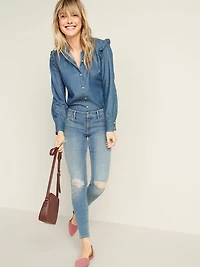 Mid-Rise Distressed Rockstar Super Skinny Jeans for Women