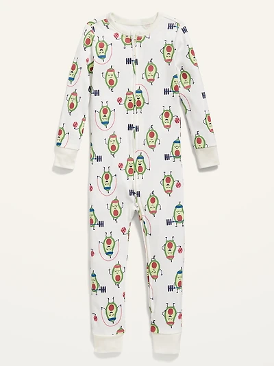 Unisex 2-Way-Zip Printed Pajama One-Piece for Toddler & Baby