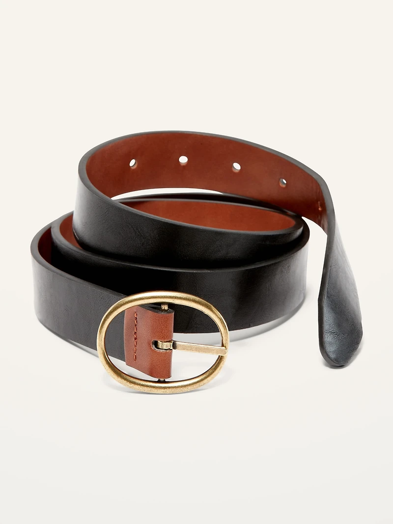 Reversible Faux-Leather Belt For Women (1.25-Inch)
