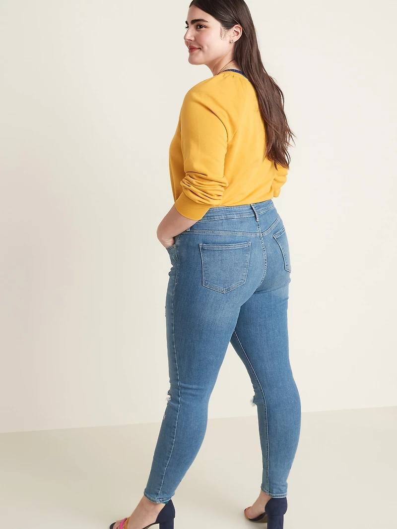 Mid-Rise Distressed Rockstar Super Skinny Jeans for Women