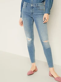 Mid-Rise Distressed Rockstar Super Skinny Jeans for Women
