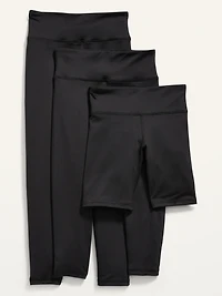PowerPress Leggings & Biker Shorts Variety 3-Pack for Girls
