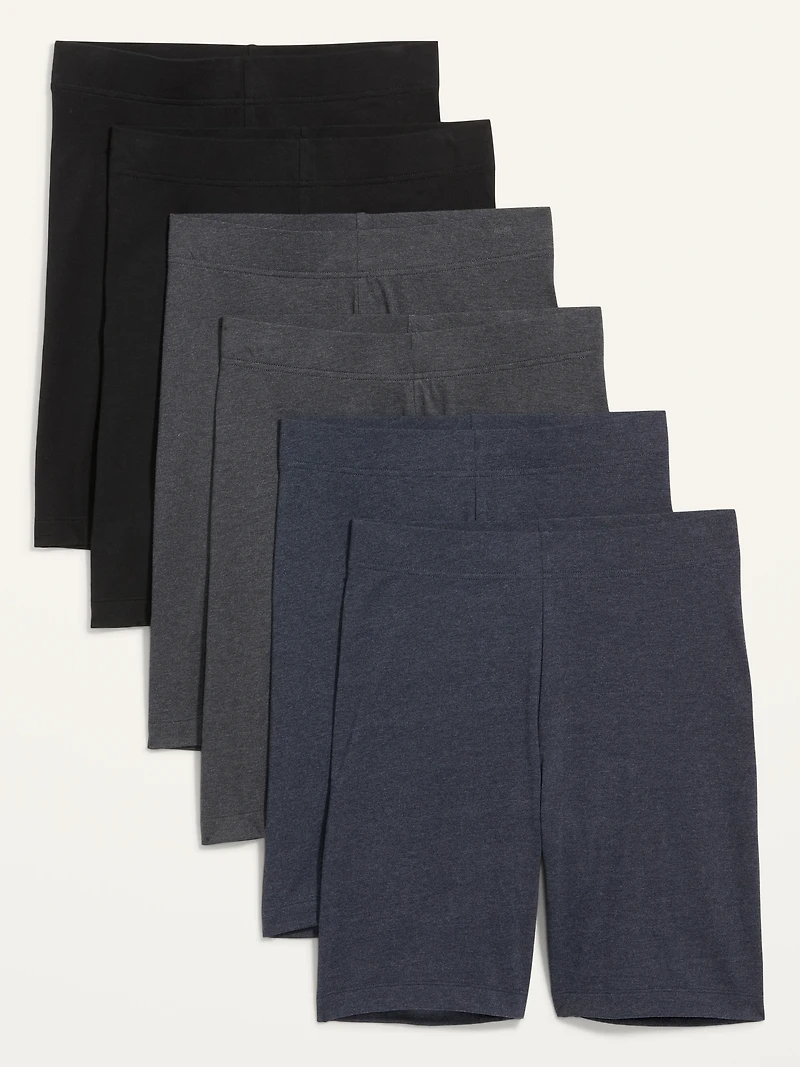 High-Waisted Biker Shorts 6-Pack for Women - 8-inch inseam