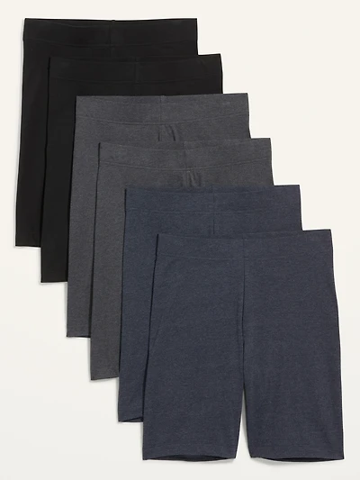 High-Waisted Biker Shorts 6-Pack for Women - 8-inch inseam
