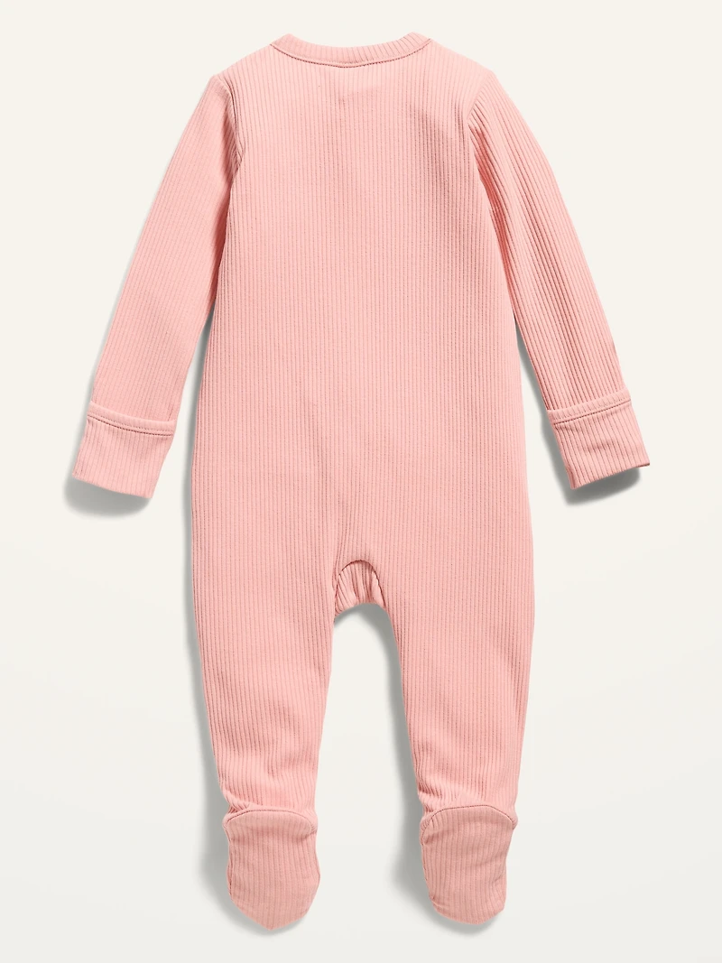 Ribbed 2-Way-Zip Sleep & Play Footed One-Piece for Baby