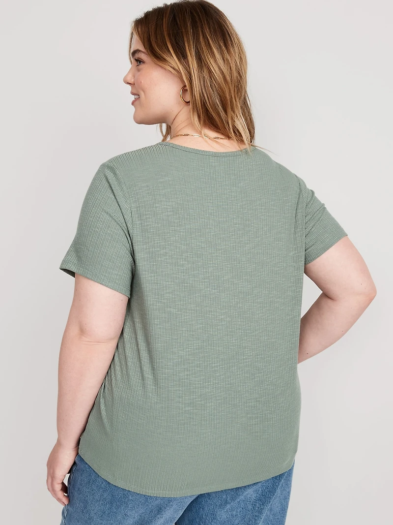 Luxe Ribbed Slub-Knit T-Shirt