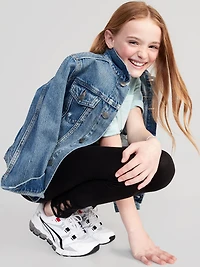 Built-In Tough Full-Length Lattice-Hem Leggings for Girls