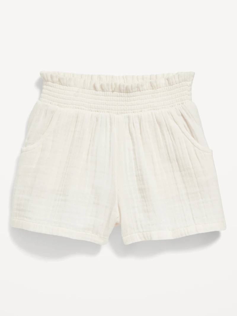 Smocked-Waist Pull-On Shorts for Toddler Girls